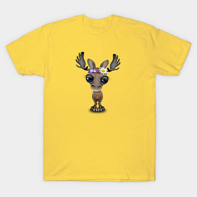 Cute Baby Moose Hippie T-Shirt by jeffbartels